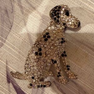 Sparkling Rhinestone Dog Brooch - Silver and Black